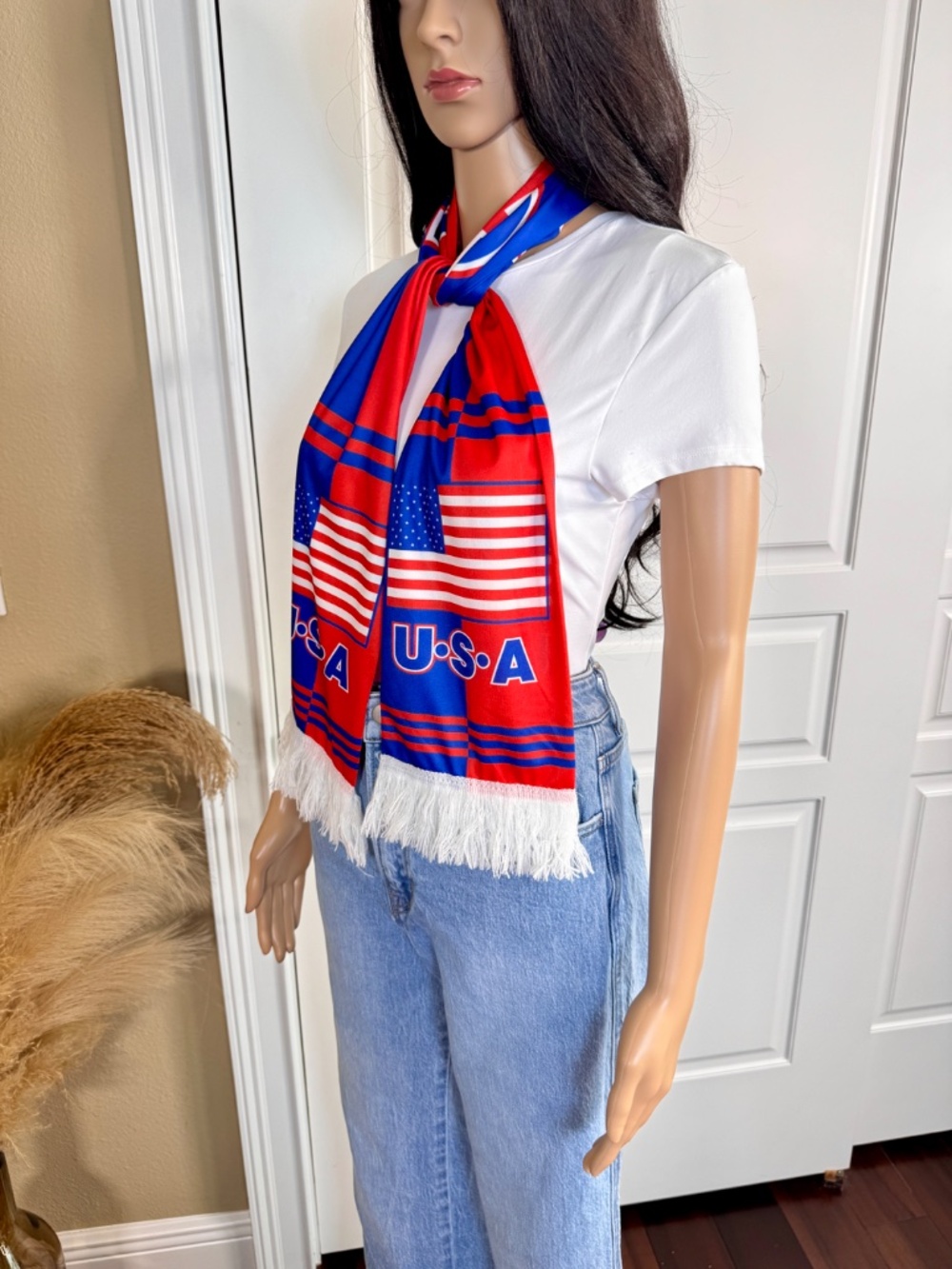 WORLD CUP AMERICAN FLAG UNISEX FRINGE PATRIOTIC SCARF - Picture 6 of 13